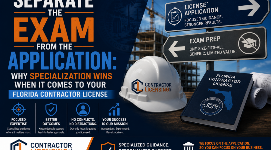 Separate the Exam from the Application: Why Specialization Wins When It Comes to Your Florida Contractor License